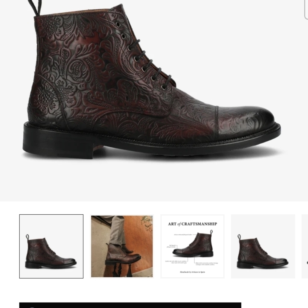 Taft Burgundy Embossed Leather Boots